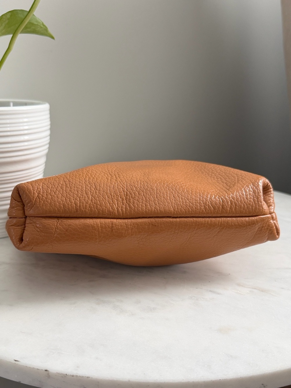 Vintage Genuine Leather Wristlet Clutch in Warm Tan - Picture 3 of 13